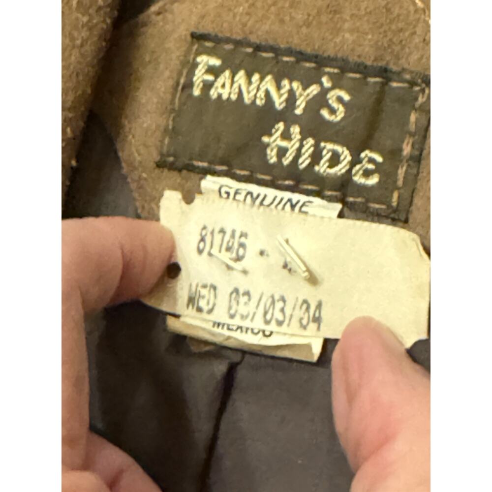 Vtg Fanny’s Hide Women's Western Style Cowgirl Suede Leather Jacket With Fringes - Picture 11 of 13